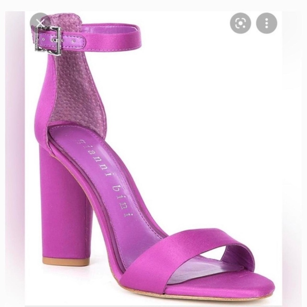 Gianni Bini Joenah Satin Ankle Strap Block Heels